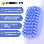 We Love Doodles pet shampoo scrubber with adjustable ring handle for secure grip