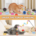 Collection of eleven different texture cat toy balls with embedded bells scattered together