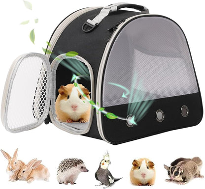 Guinea Pig Carrier Backpack, Clear Bubble Window Backpack for Guinea Pig, Bunny Rat Bird (Black, Carrier) - Image 11