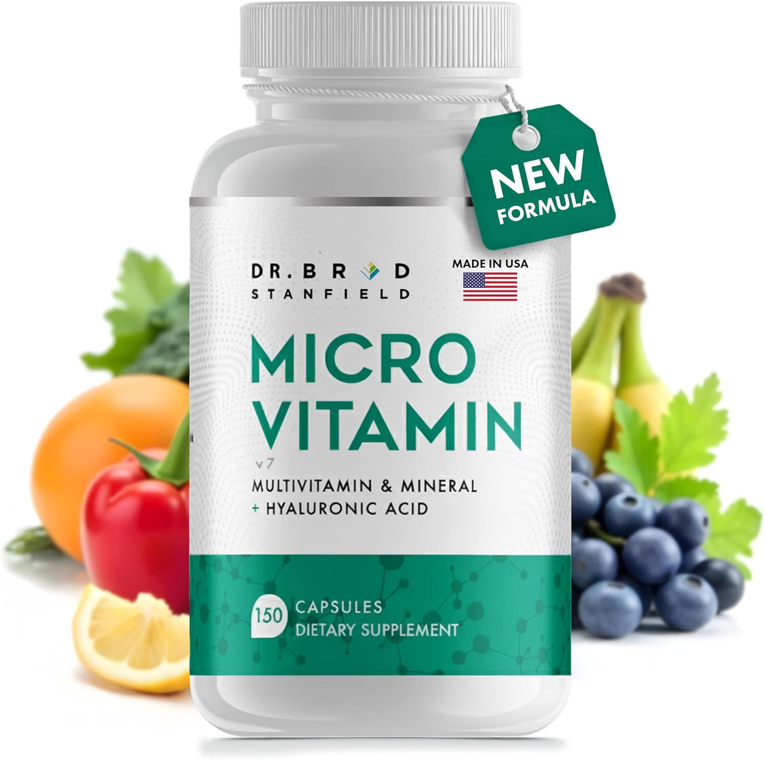 Dr Brad Stanfield MicroVitamin 150 Capsules front label view showing premium low dose methylated multivitamin formula