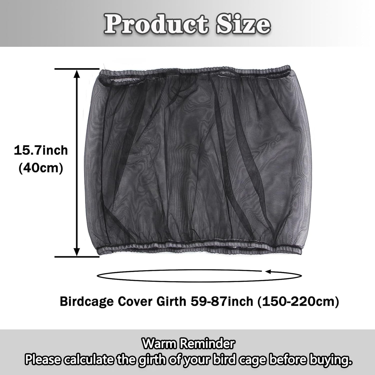 Adjustable bird cage net cover black nylon mesh detail