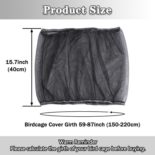 Adjustable bird cage net cover black nylon mesh detail