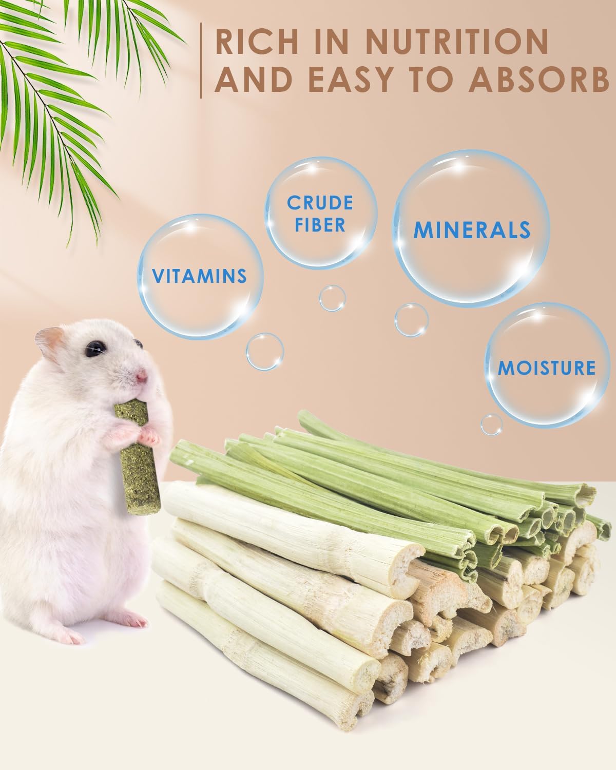 Natural sweet bamboo chew sticks for rabbits and small animals