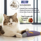 JMTSONS green plush cat fish toy with built in bell sound component.