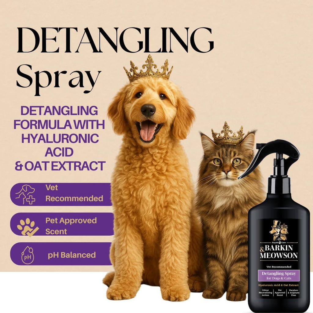 Back label of Barkin And Meowson grooming spray showing ingredients