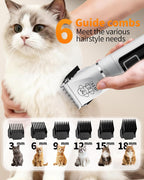 Full collection of the oneisall quiet dog grooming kit accessories on a clean background.