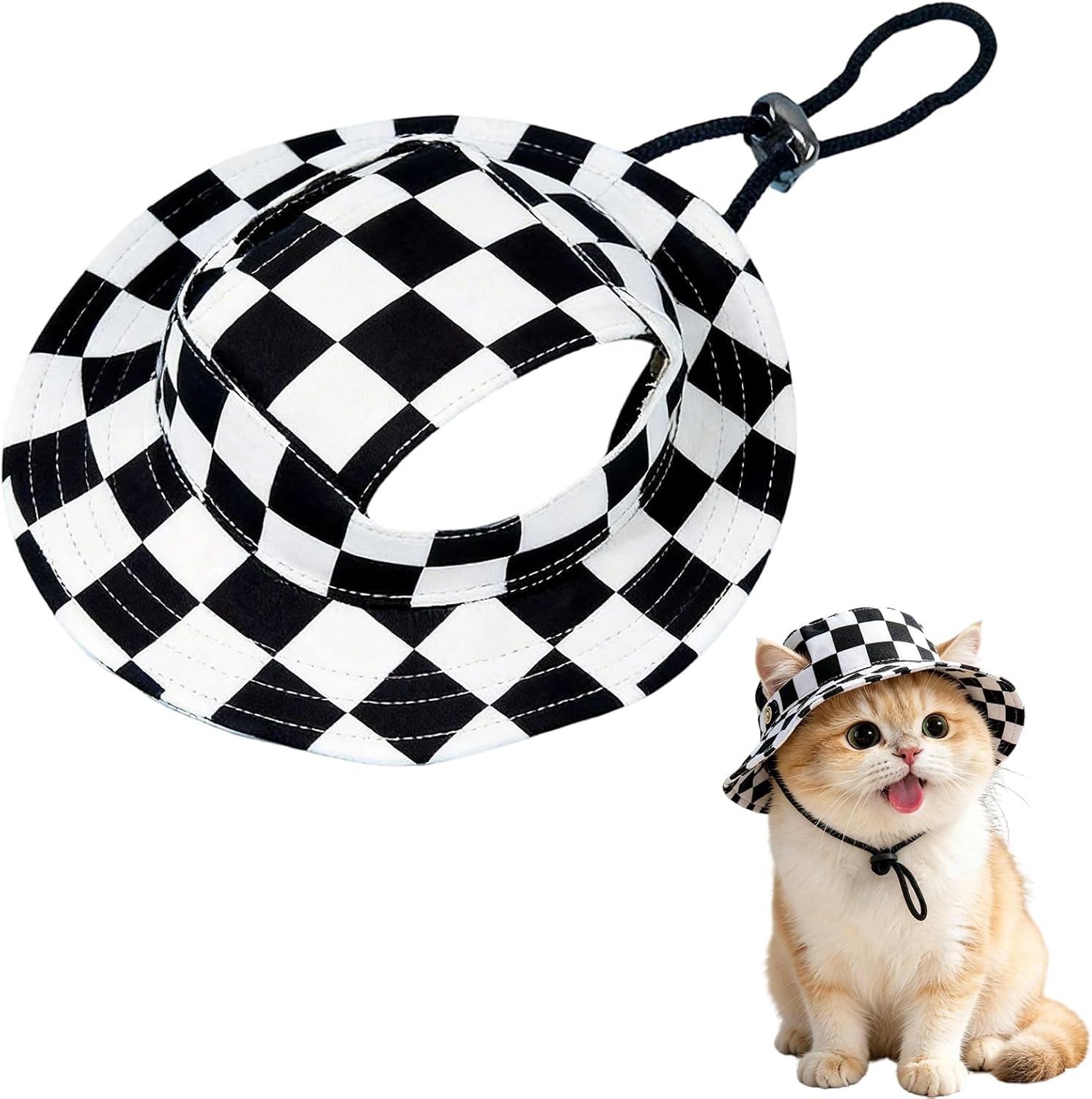 Dog Sun Hat,1PC Adjustable Princess Dog Bucket Hat with Ear Holes,Round Brim Dogs Visor Cap Pet Fisherman Hat for Pupies Small Dogs Cat Outdoor Sport (Blue, Large) - Image 12