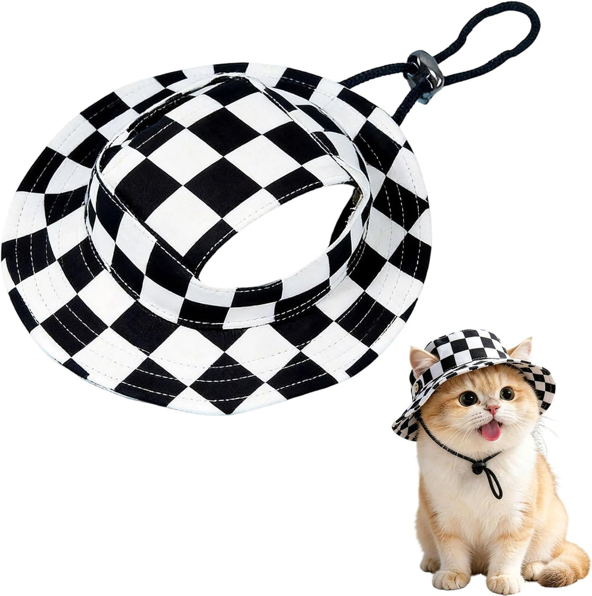 Dog Sun Hat,1PC Adjustable Princess Dog Bucket Hat with Ear Holes,Round Brim Dogs Visor Cap Pet Fisherman Hat for Pupies Small Dogs Cat Outdoor Sport (Blue, Large) - Image 12