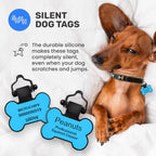 Soundless silicone dog tag attached to a pet collar