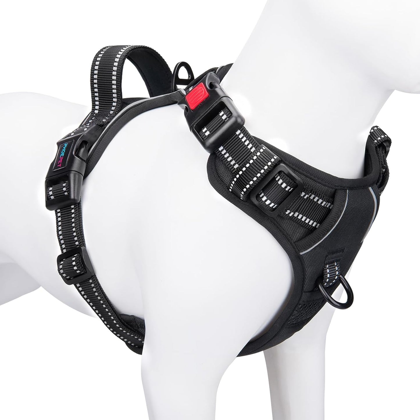 PHOEPET No Pull Dog Harness Medium Reflective Front Clip Vest with Handle,Adjustable 2 Metal Rings 3 Buckles,[Easy to Put on & Take Off](M, Orange) - Image 13