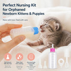Specialized cleaning brushes and bottle opening needles featured in the Tondiamo pet milk feeding kit.