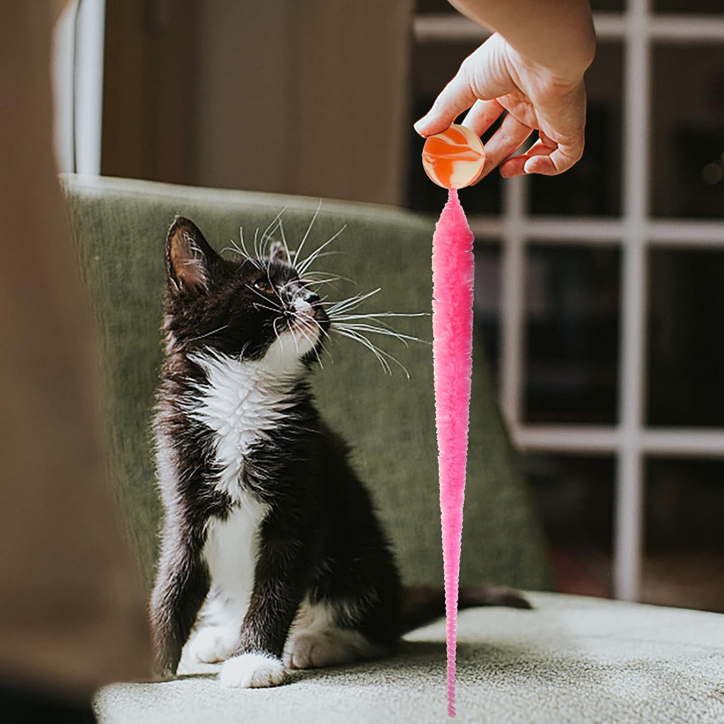 Different angles of the lightweight SHENGSEN polyester cat toy showing durable stitching and bright colors.
