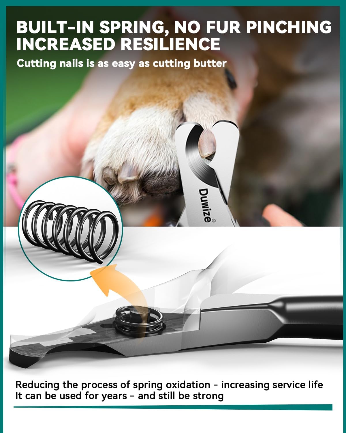 Duwize premium dog claw cutter with enclosed built-in spring design