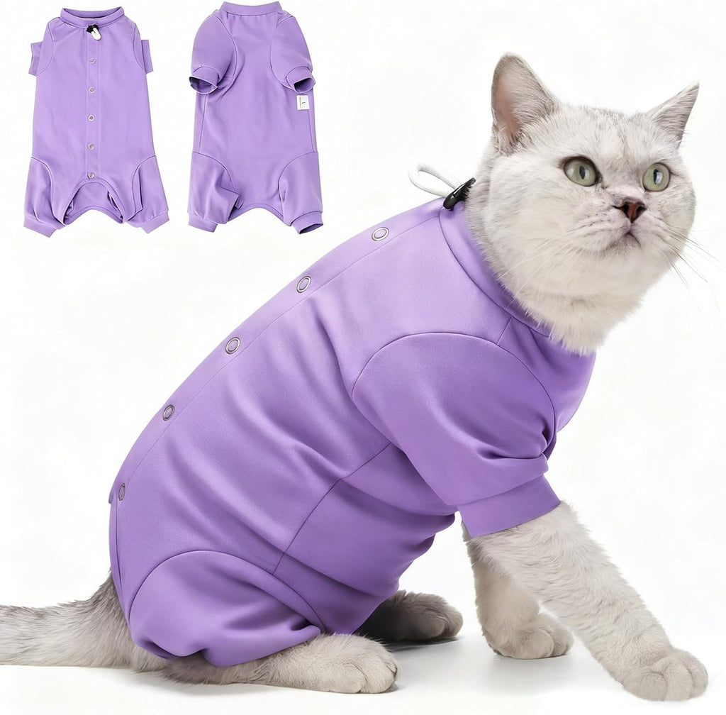 Dotoner Cat Recovery Suit front view purple medium