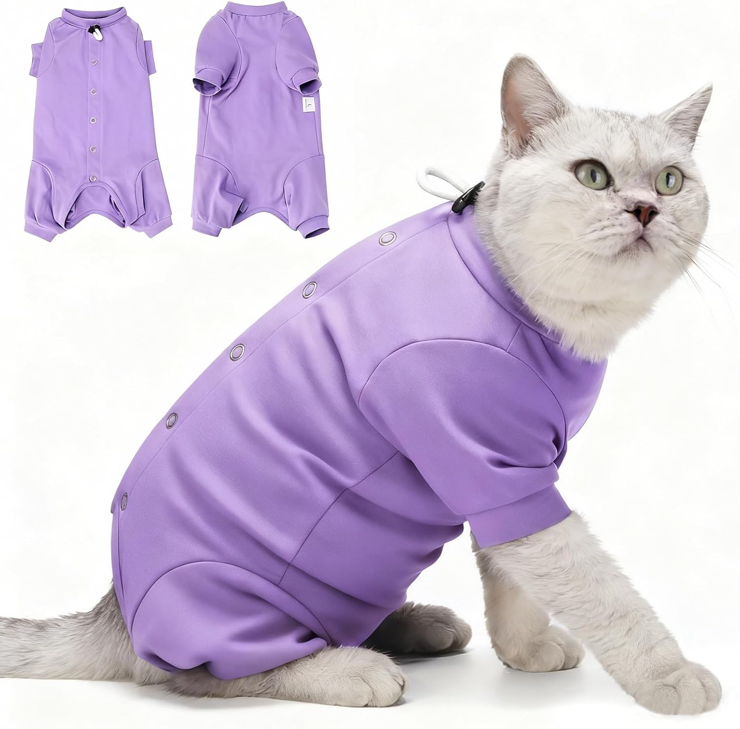 Dotoner Cat Recovery Suit front view purple medium