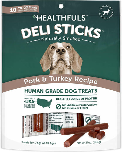 HEALTHFULS Deli Sticks Pork and Chicken Human-Grade Gluten-Free Soft and Chewy Dog Treats, 10 Count Bag - Image 10