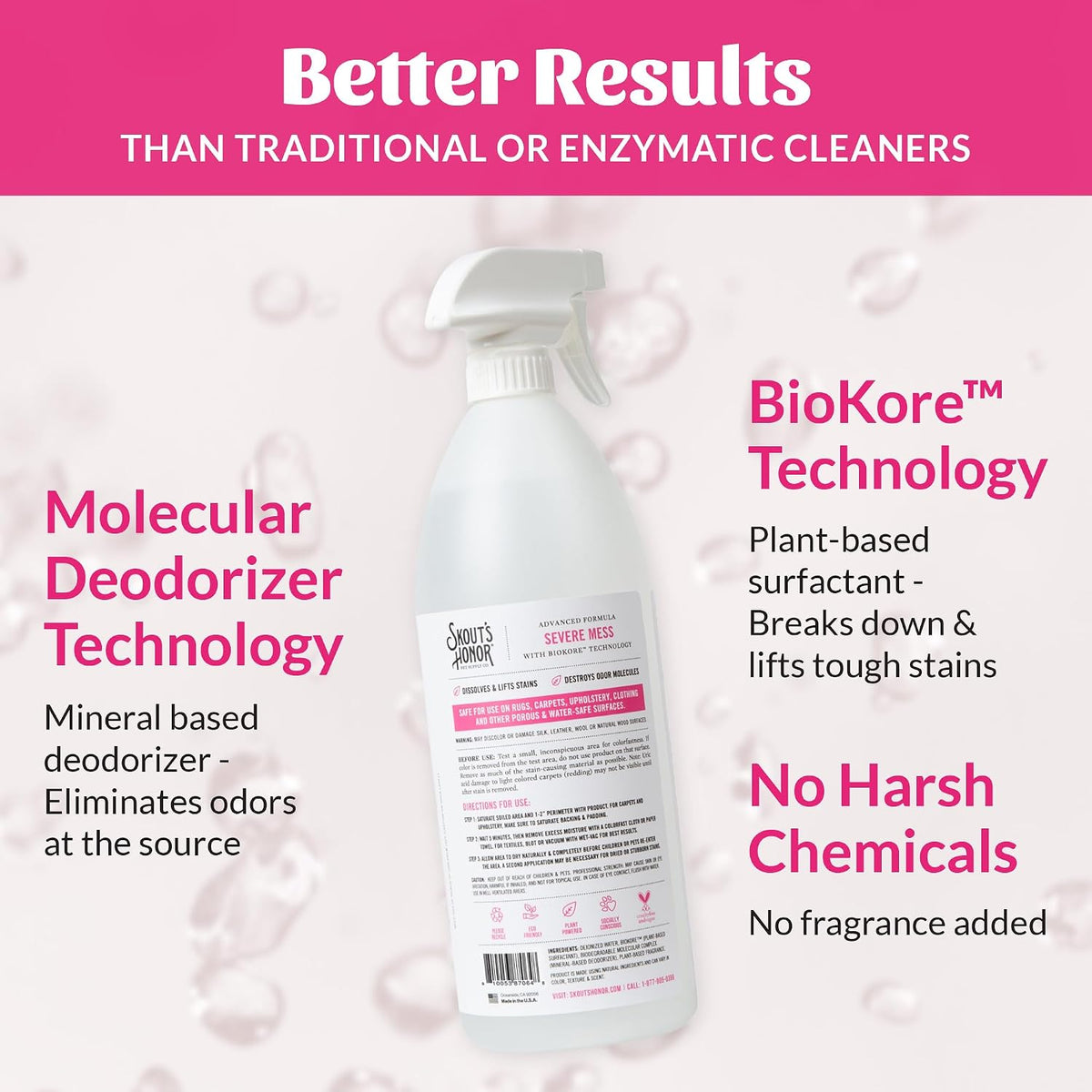 Skout's Honor professional strength feline mess cleaner being applied to home rugs