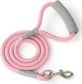 Mile High Life dog leash front view showcasing the pink heavy duty nylon climbing rope.