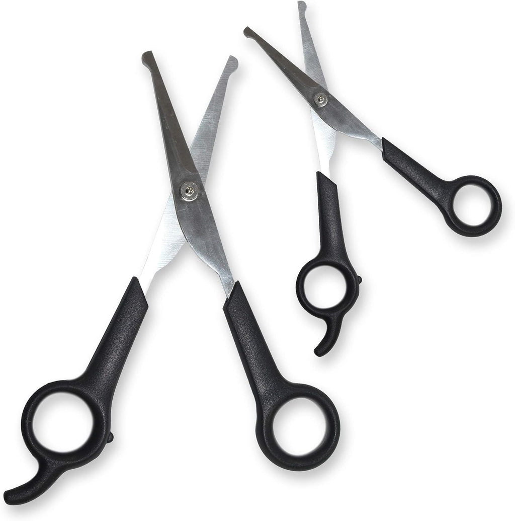Premium quality black handle cat trimmer scissors showing safety blunt tips