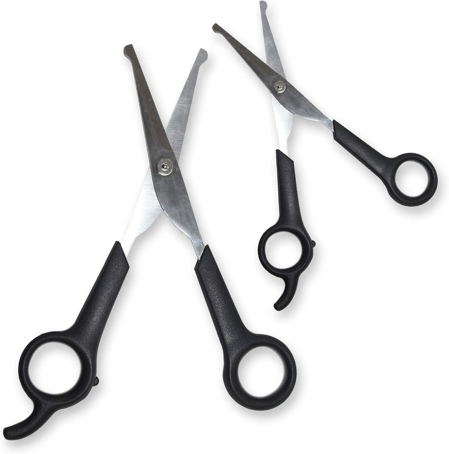Premium quality black handle cat trimmer scissors showing safety blunt tips