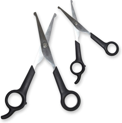 Premium quality black handle cat trimmer scissors showing safety blunt tips