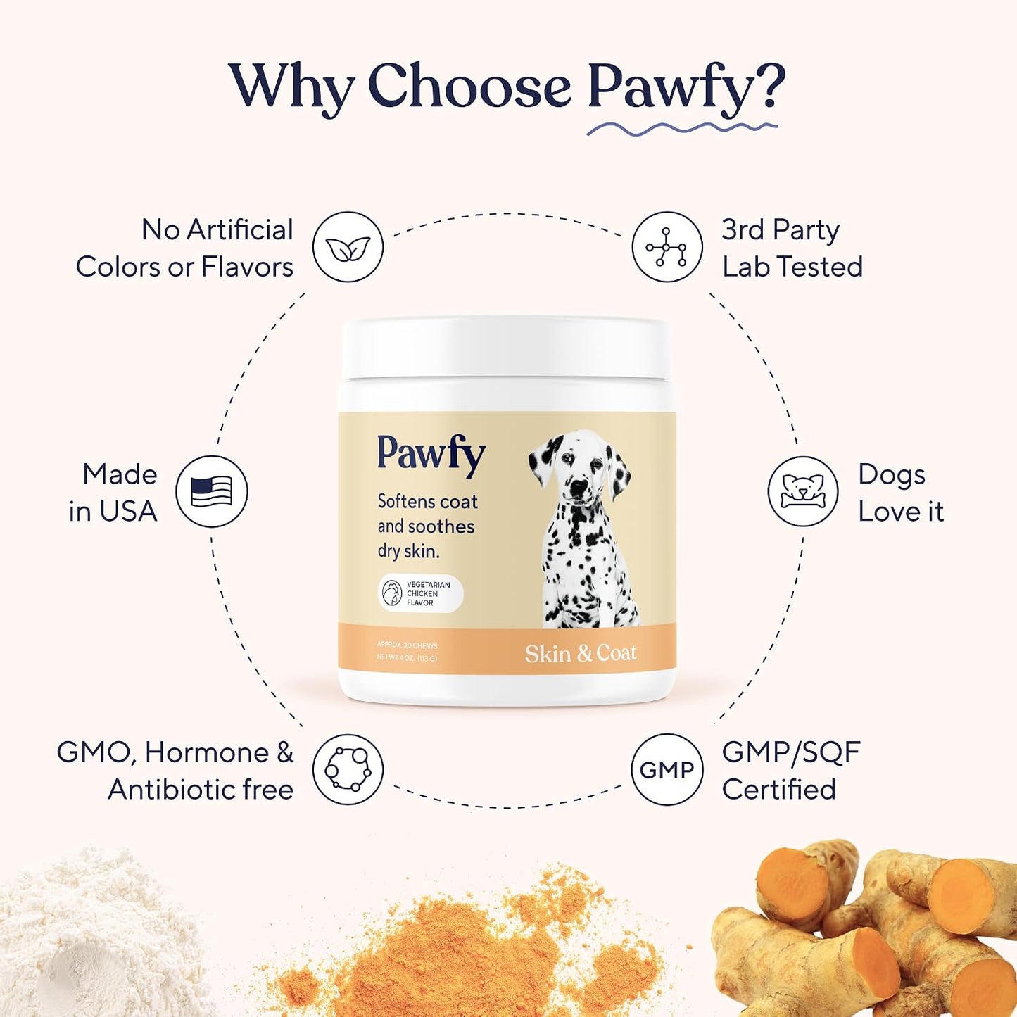 Vet approved immune support and coat defense dog chews information.