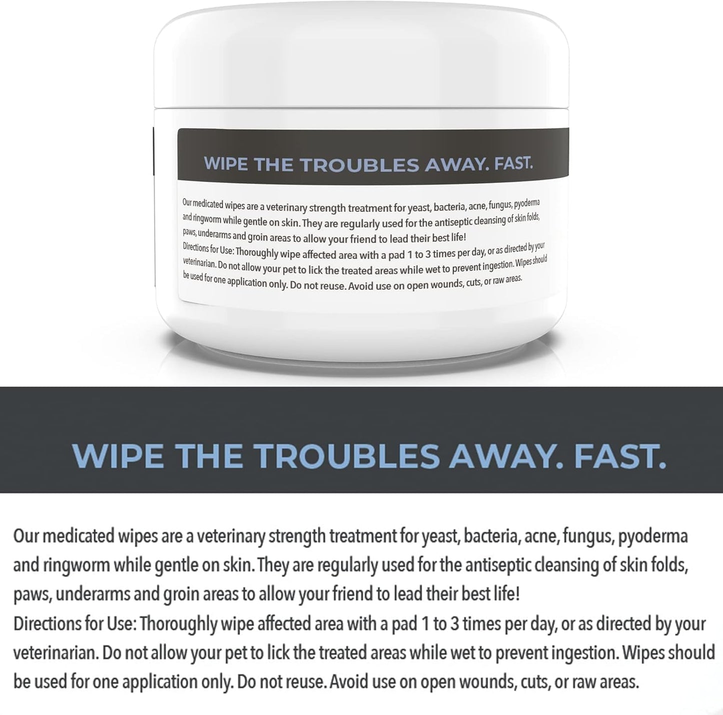 Smiling Paws Pets antiseptic wipes lifestyle shot demonstrating pet fold wiping.