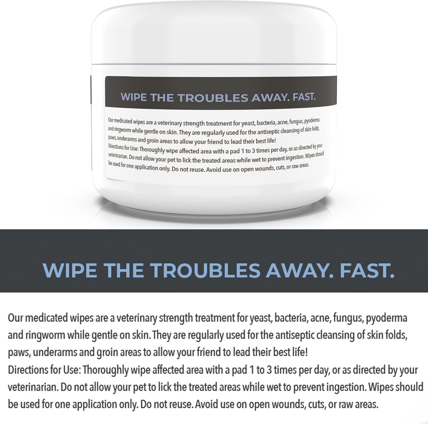 Smiling Paws Pets antiseptic wipes lifestyle shot demonstrating pet fold wiping.