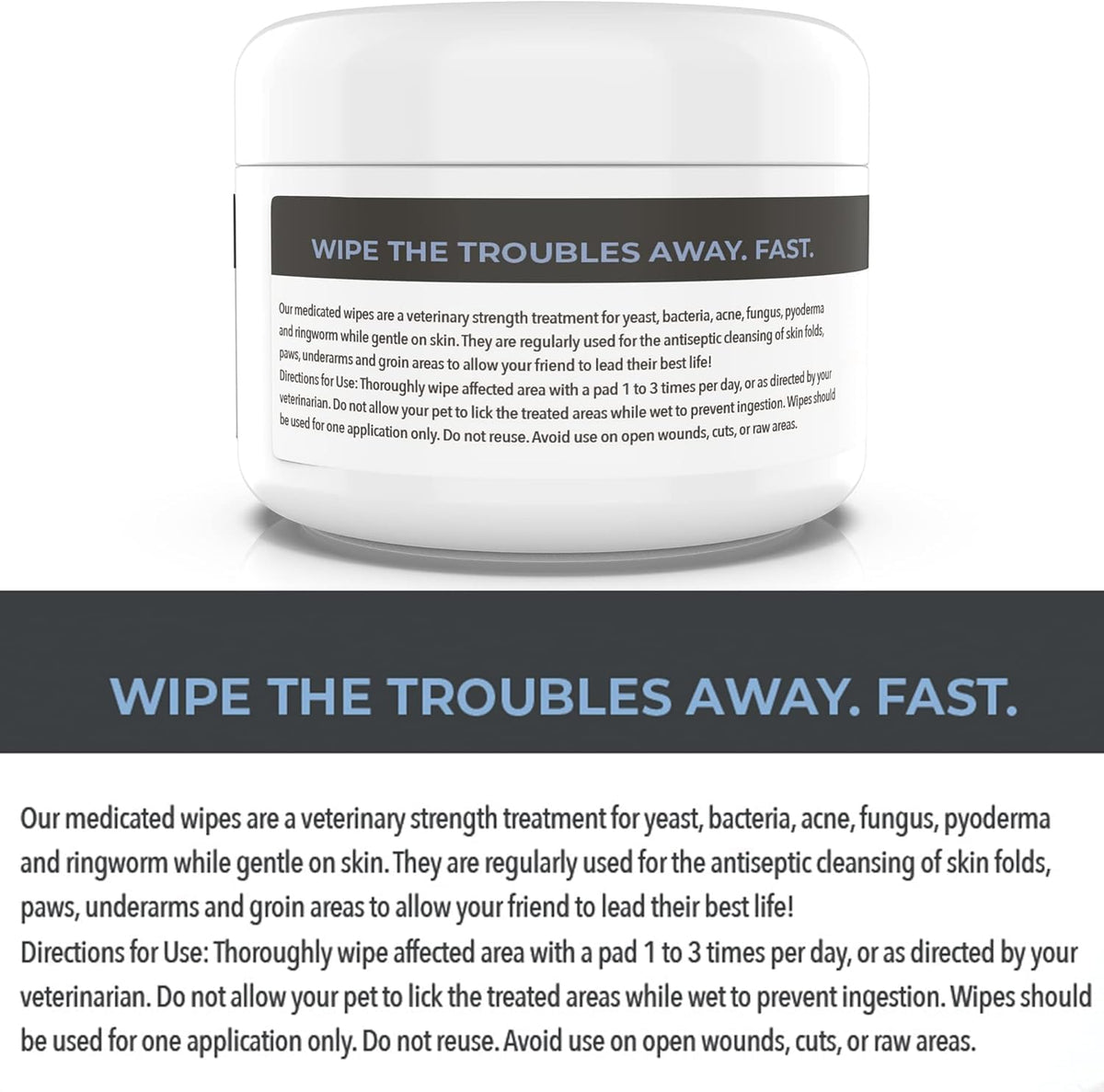 Smiling Paws Pets antiseptic wipes lifestyle shot demonstrating pet fold wiping.