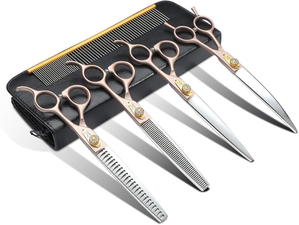 JASON Professional Dog Grooming Scissors - 7 Inch Curved Shear Japanese 440C Stainless Steel Dog Scissors with Diamond Screw, Rosegold, Sharp - Image 9