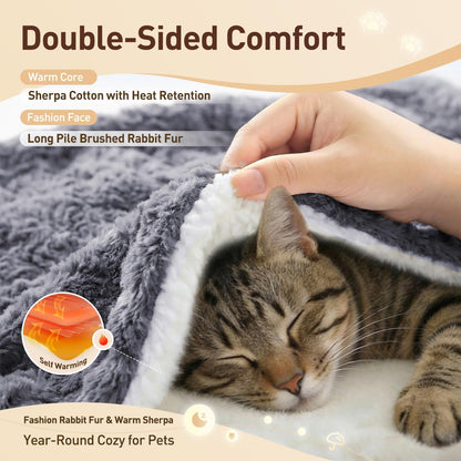 NODARKO small pet throw plush sherpa backing side for indoor cats.