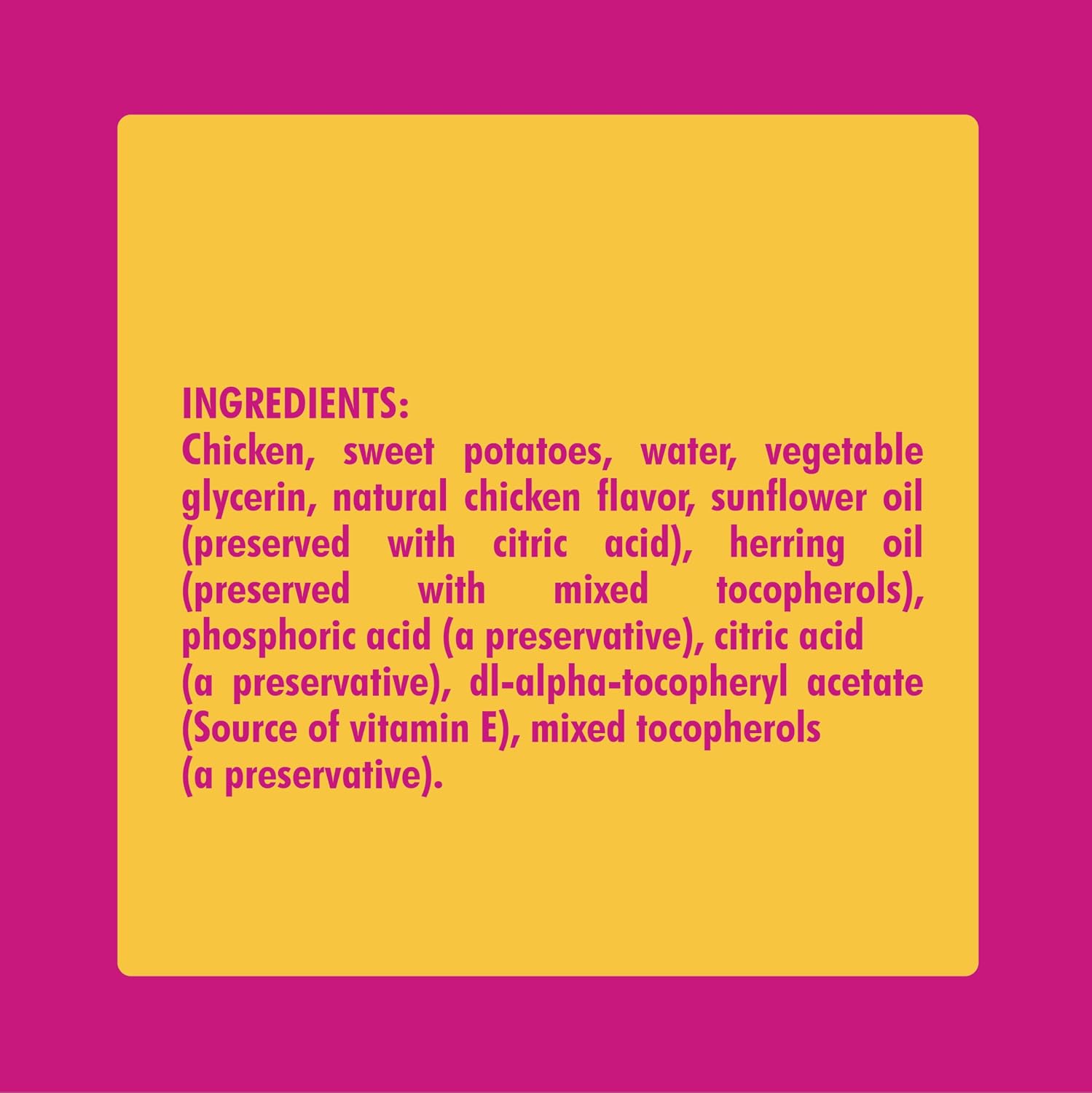 N-Bone natural ferret treats ingredients panel
