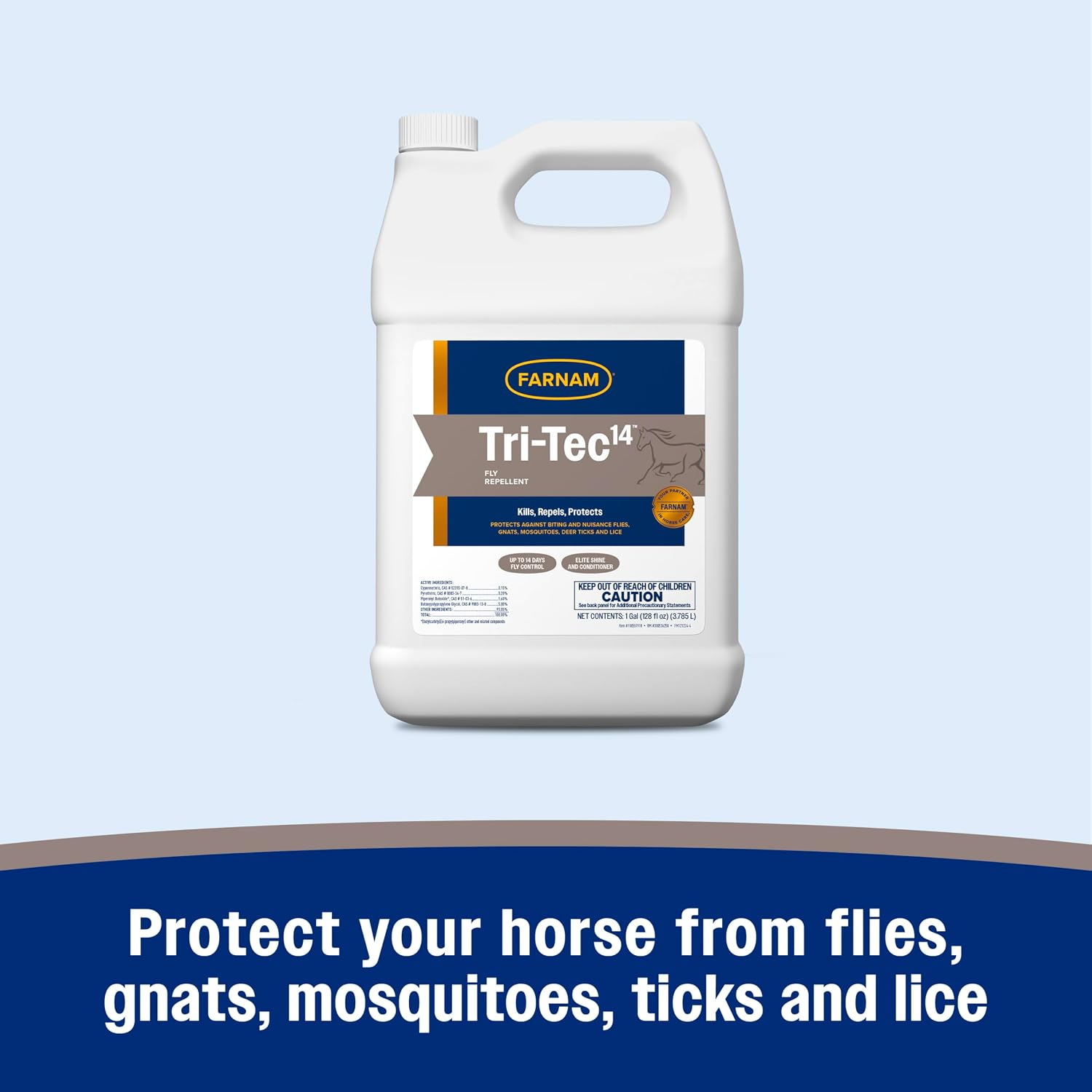 Authentic USA imported Farnam Tri-Tec fourteen day horse protection spray packaging