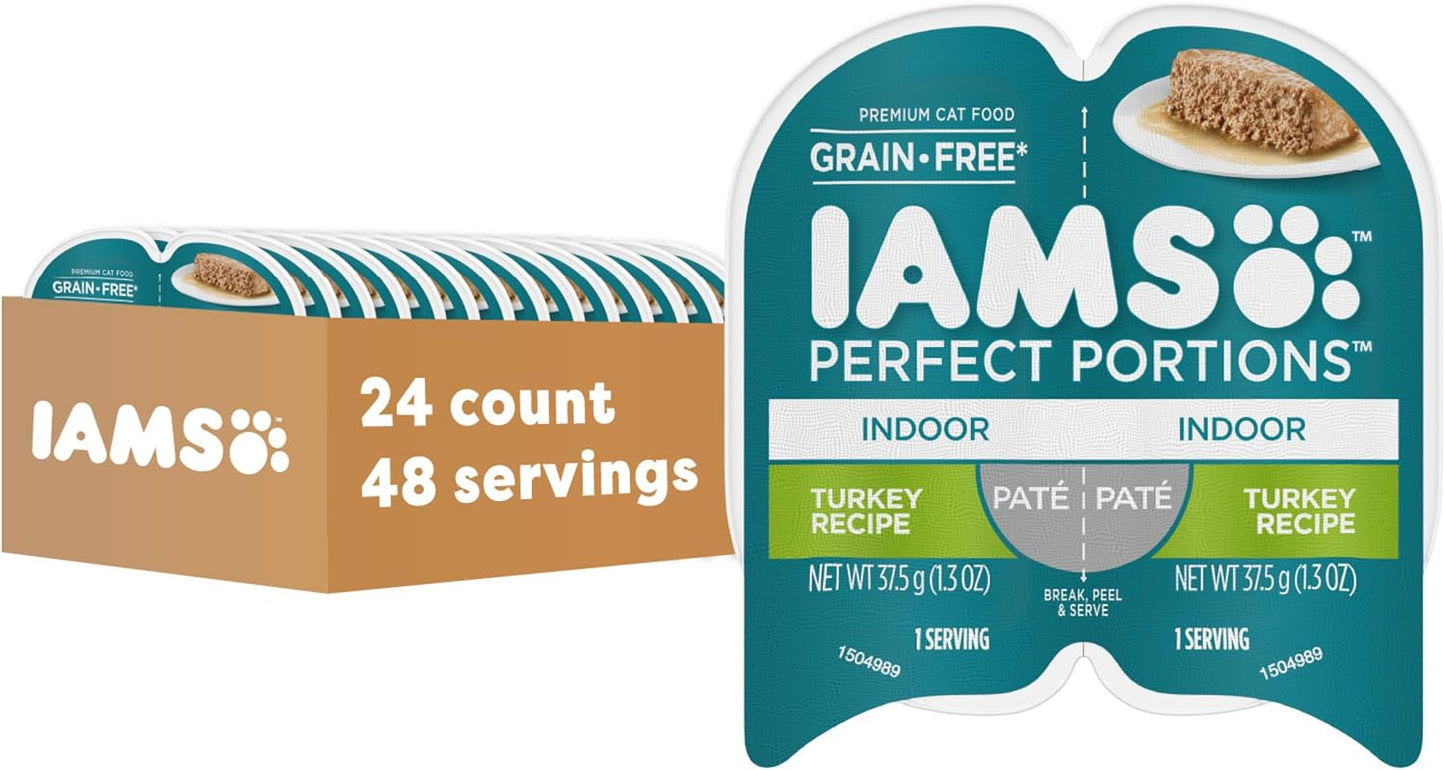 IAMS Perfect Portions Indoor Adult Grain Free Wet Cat Food Pate, Turkey and Salmon Recipe, 2.6 oz. Twin-Pack Trays (12 Count, 24 Servings) (Pack of 2) - Image 12