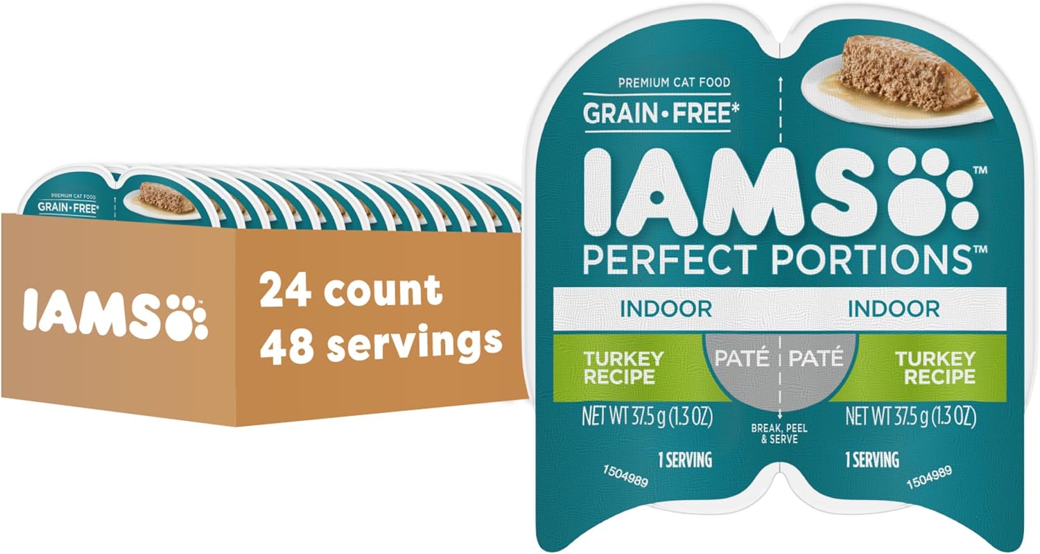 IAMS Perfect Portions Indoor Adult Grain Free Wet Cat Food Pate, Turkey and Salmon Recipe, 2.6 oz. Twin-Pack Trays (12 Count, 24 Servings) (Pack of 2) - Image 12