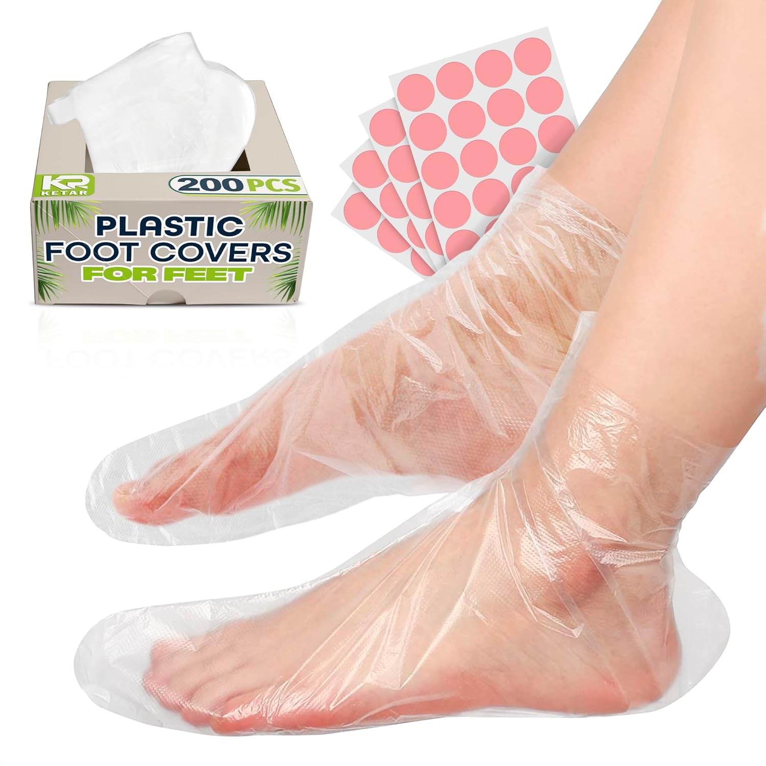 Ketar disposable plastic socks for moisturizing feet with adhesive stickers