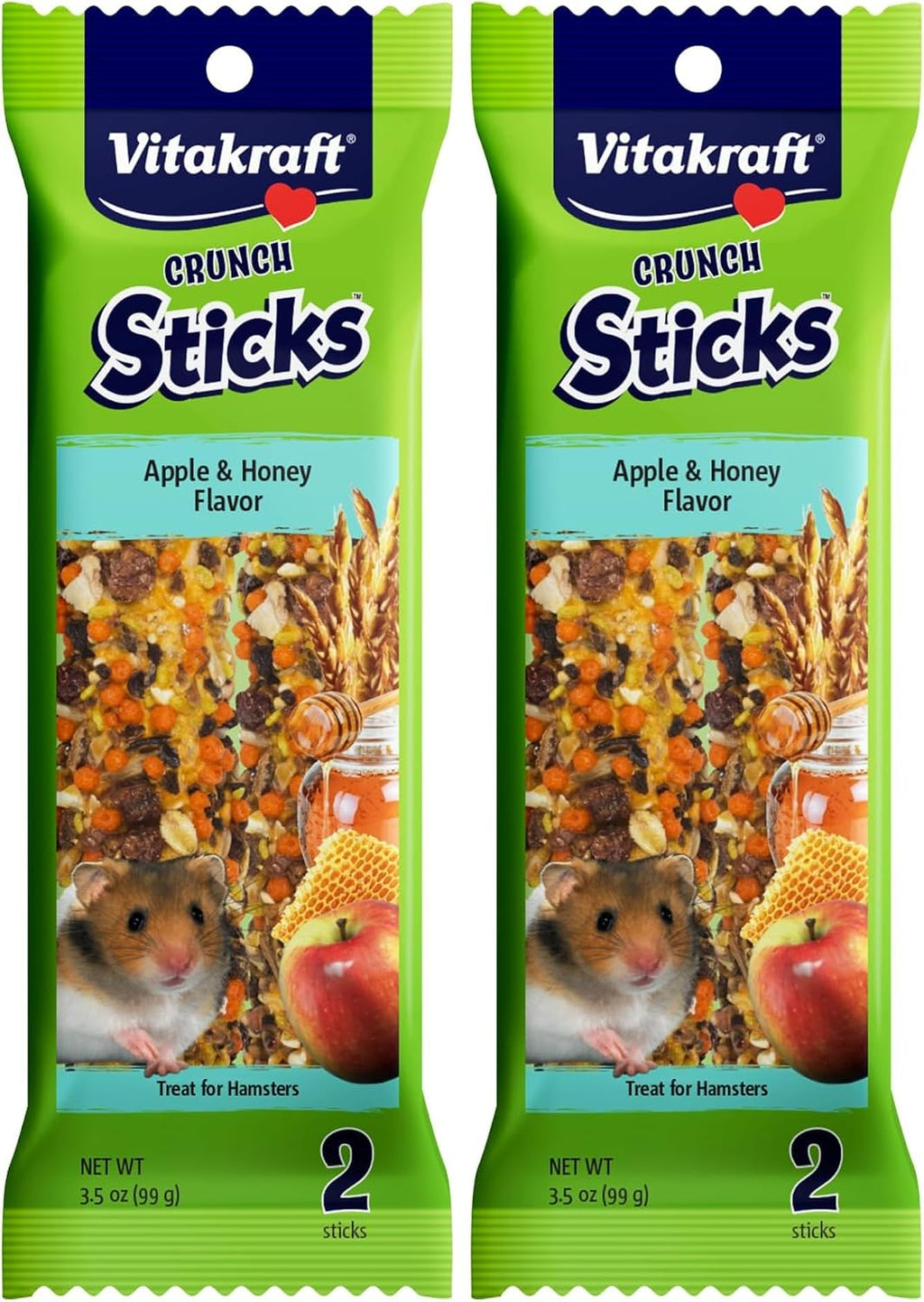 Vitakraft Crunch Sticks Hamster Treats Apple and Honey Flavor 2 Pack - Wholesome Crunchy Chew Sticks for Hamsters and Gerbils - Enrichment Chew Toy with Natural Wood Core - Image 10