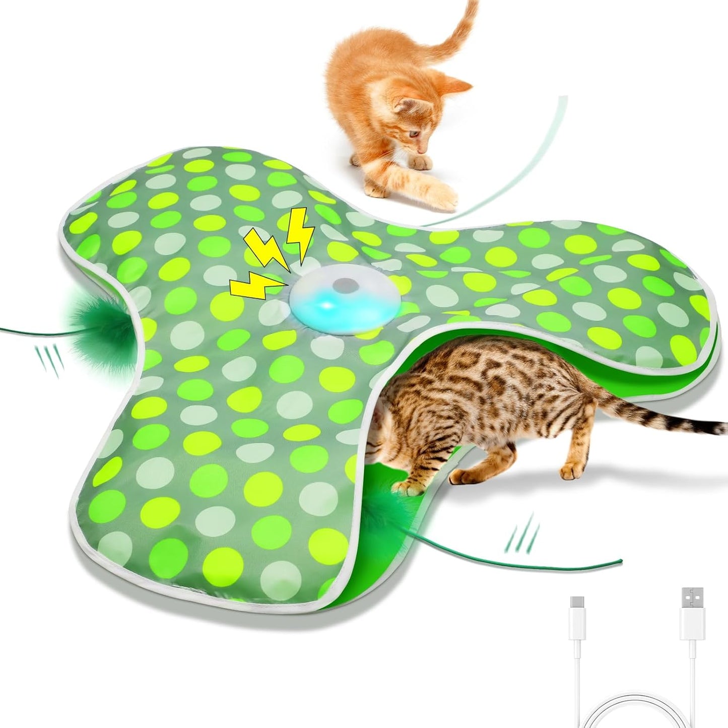Umosis interactive cat toy rechargeable front view during automatic play mode