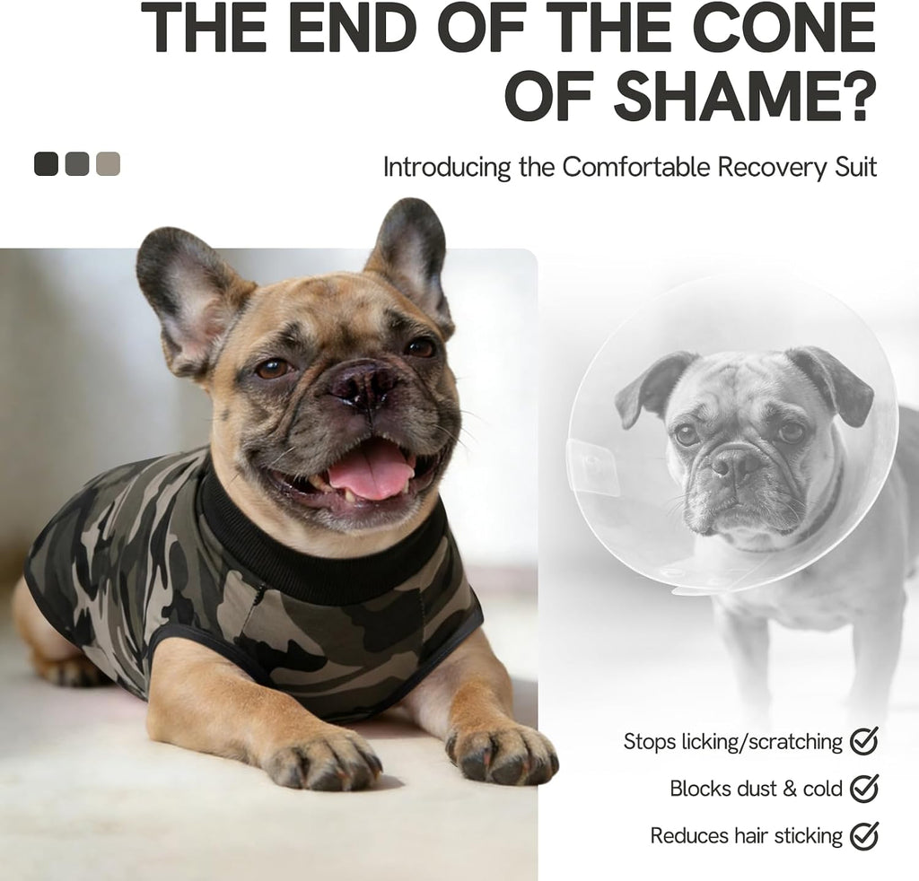 SAWMONG canine surgical shirt highlighting the breathable polyester fabric blend structure.