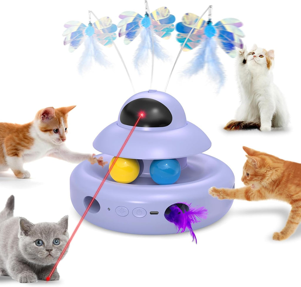 MOHAYA 4-in-1 interactive cat toy purple front view electronic pet enrichment