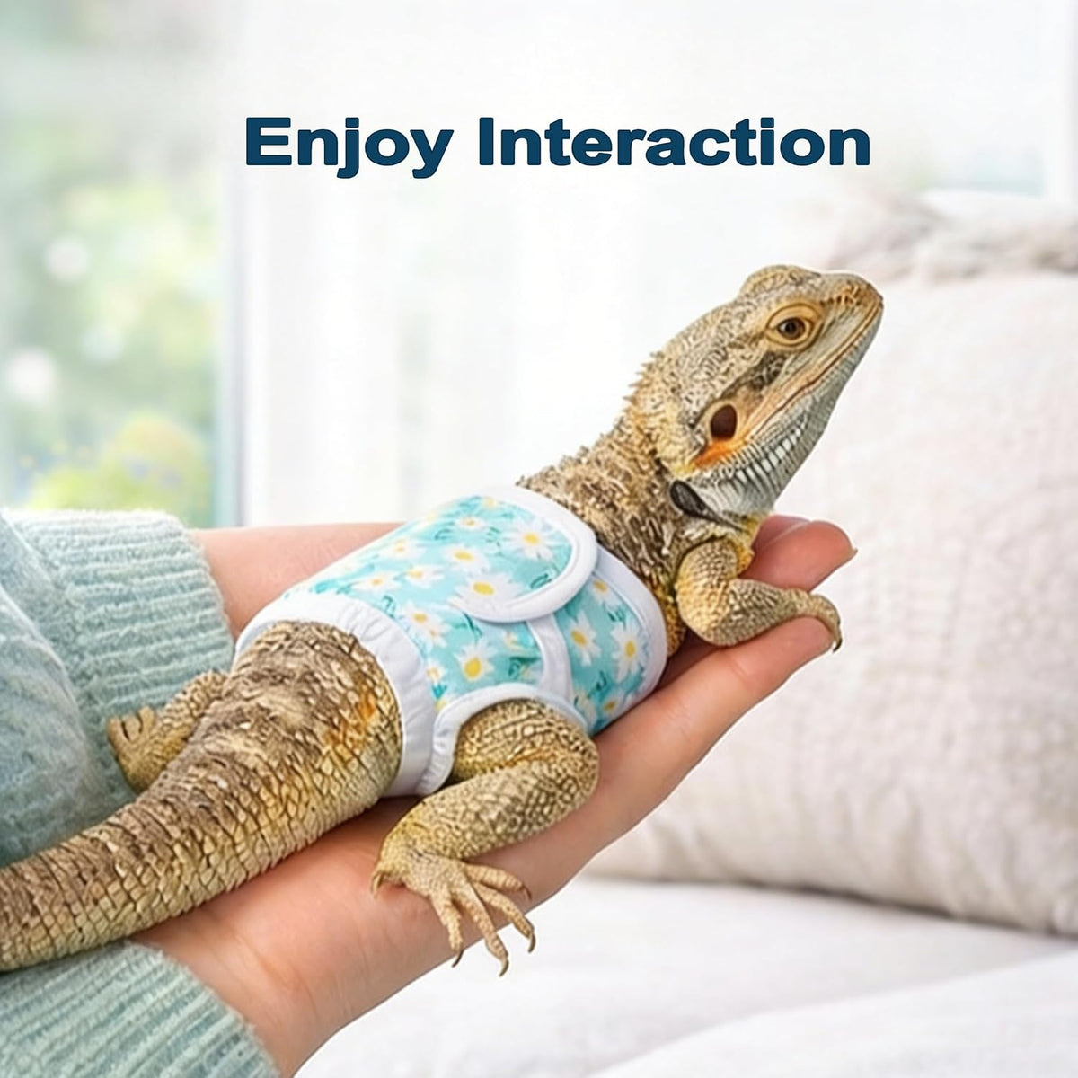 Washable bearded dragon harness mat accessory flat lay
