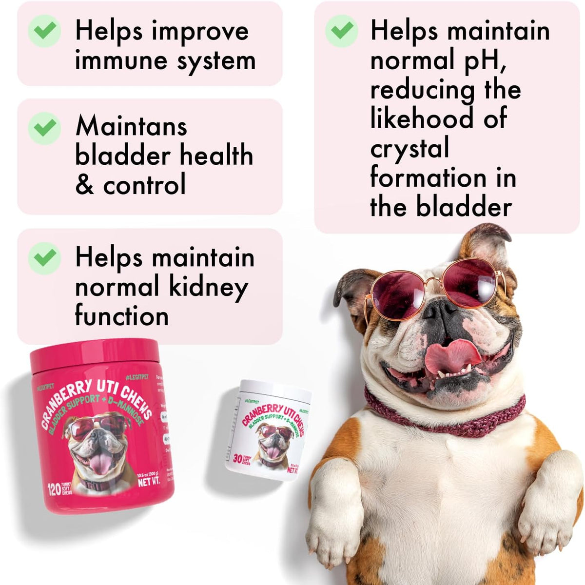 LEGITPET dog bladder support soft chews 120 count bottle