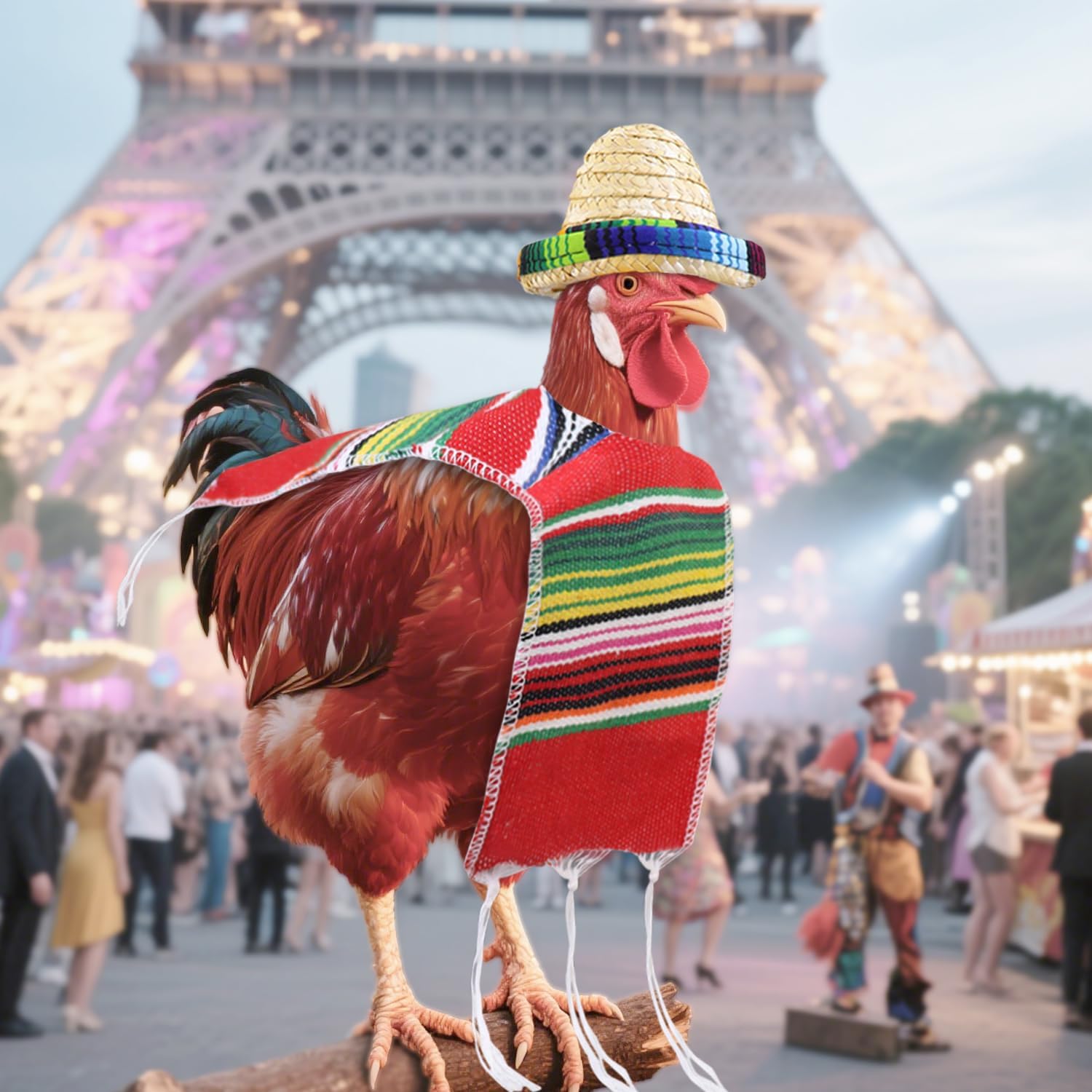 Pranovo pet poultry dress up set displayed flat to showcase the two piece holiday outfit components.