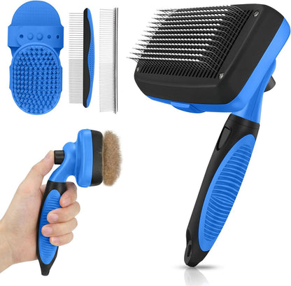 AUSRKI self cleaning shedding brush front view professional pet grooming tool