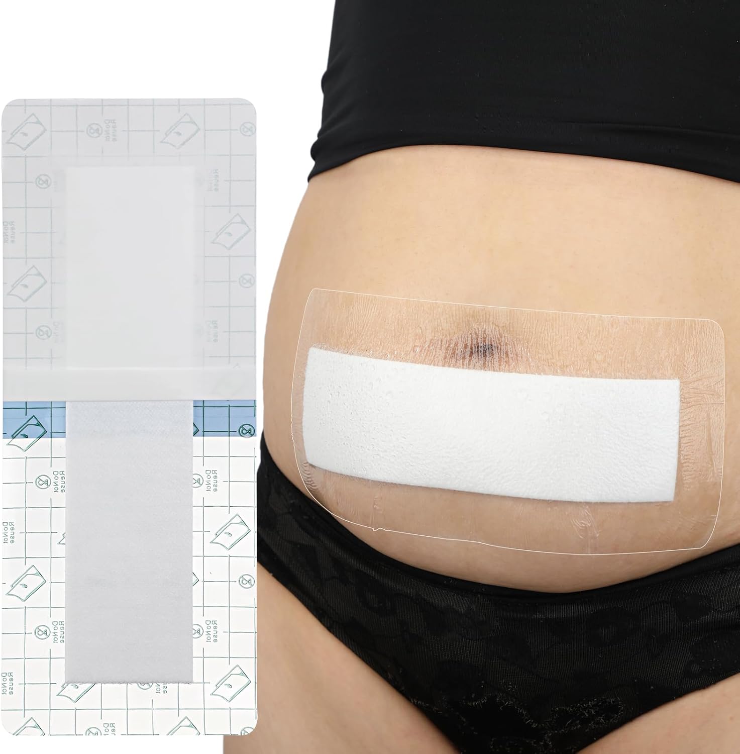 Hola Health waterproof C section shower wound protector front packaging view showing fourteen pieces