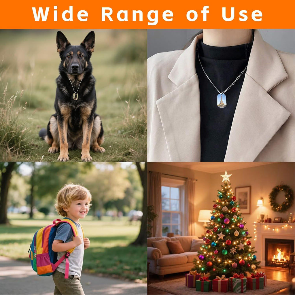 Bulk pack of twenty five pieces personalized sublimation dog tag blanks and matching silver ball chains.