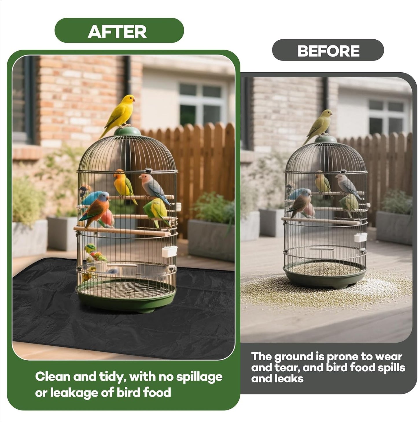 Side view of Lymoi polyester bird cage floor liner