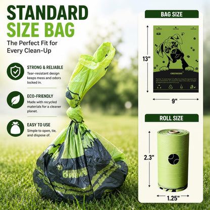 Chefneno dog waste pickup bags attached to a standard leash using the included hanger clip.