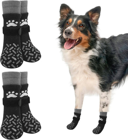 SCENEREAL Anti Slip Dog Socks to Prevent Licking Paws, Dog Shoes for Hot/Cold Pavement, Paw Protector Traction Control on Hardwood Floor, Dog Shoes Booties for Puppy Small Medium Large Senior Dogs - Image 12