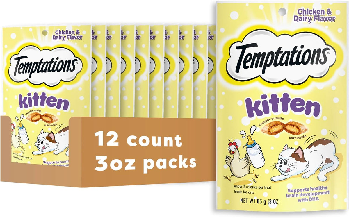 Temptations Kitten Treats Classic Crunchy and Soft Cat Treats Variety Pack, 6.3 oz. Pouches (Pack of 4) - Image 11